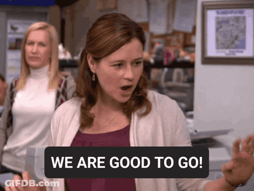 Woman Saying We Are Good To Go In Front Of Map GIF