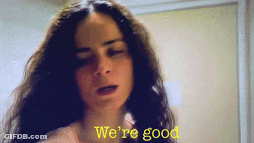Woman Saying We're Good In Yellow GIF