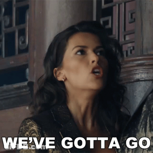 Woman Saying We've Gotta Go GIF