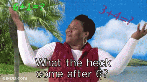 Woman Saying What Come After 6 GIF