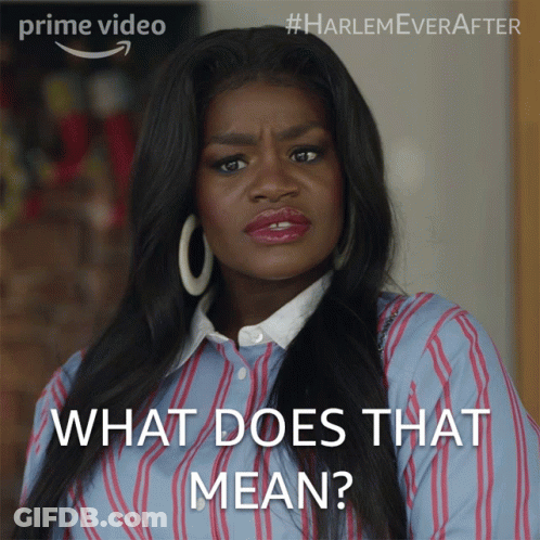 Woman Saying What Does That Mean In Front Of Amazon Logo GIF