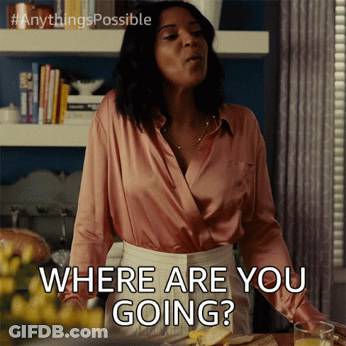 Woman Saying Where Are You Going In Kitchen GIF