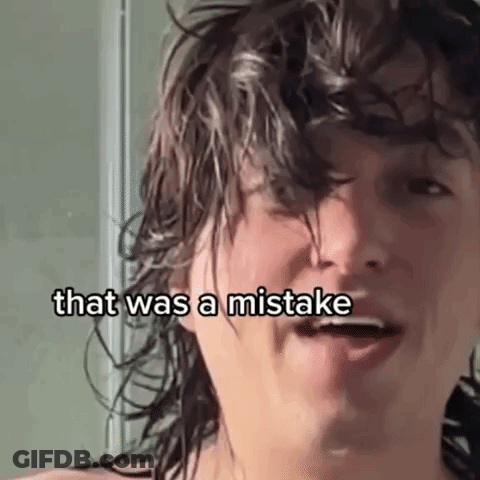 Woman Saying Which I Realize Was A Really Big Mistake In Front Of Ironing Board GIF