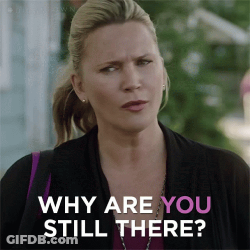 Woman Saying Why Are You Still There In Pink GIF