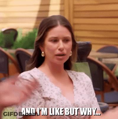 Woman Saying Why In Front Of Restaurant GIF