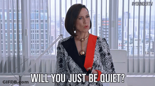 Woman Saying Will You Just Be Quiet GIF