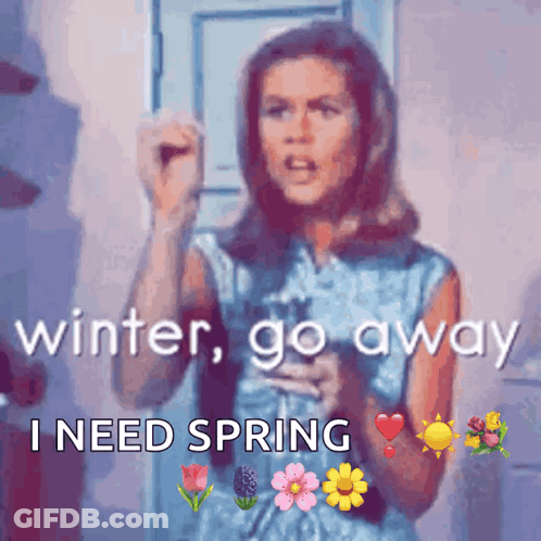 Woman Saying Winter Go Away GIF