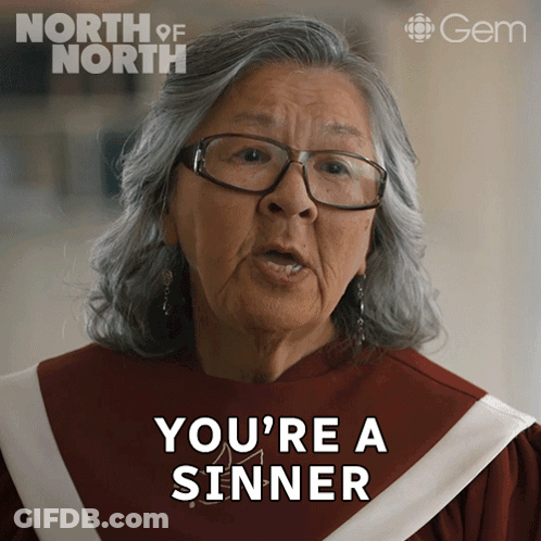Woman Saying You're A Sinner At Gem Logo GIF