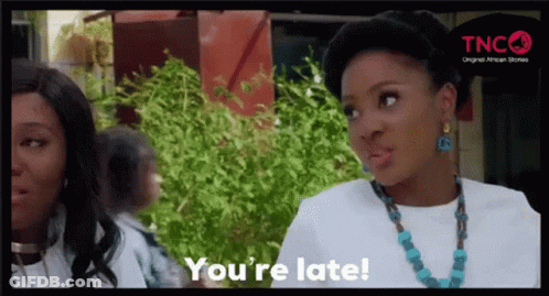 Woman Saying You're Late At TNC Logo GIF