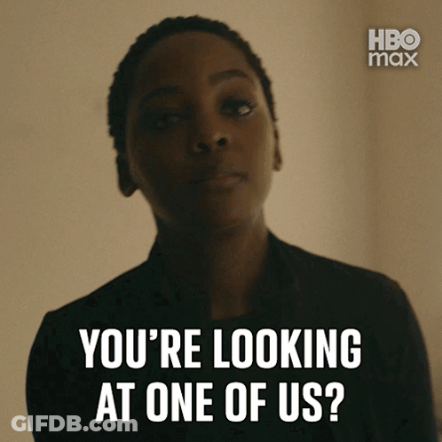 Woman Saying You're Looking At Us GIF