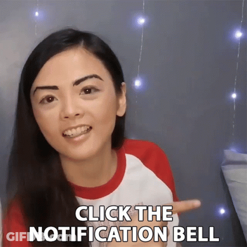 Woman Says Click The Notification Bell In Front Of Lights GIF