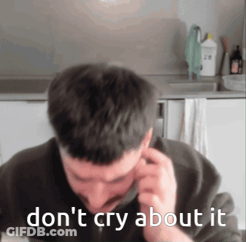 Woman Says Crying Is Not Gonna Do Anything In Pink Letters GIF