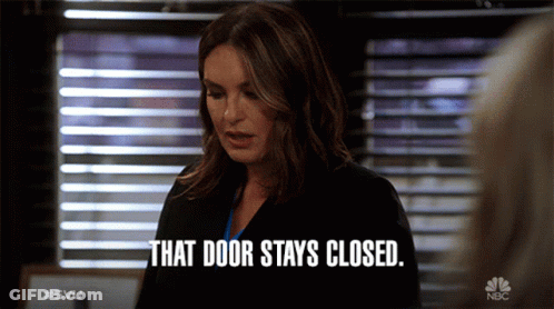 Woman Says Door Stays Closed GIF