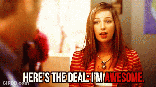 Woman Says Here's The Deal I'm Awesome In Front Of Man GIF