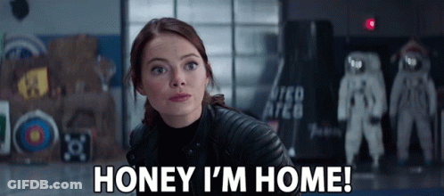 Woman Says Honey I'm Home To Astronaut GIF