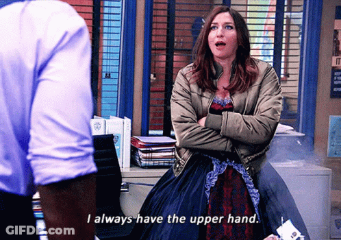 Woman Says I Always Have The Upper Hand Next To Man GIF