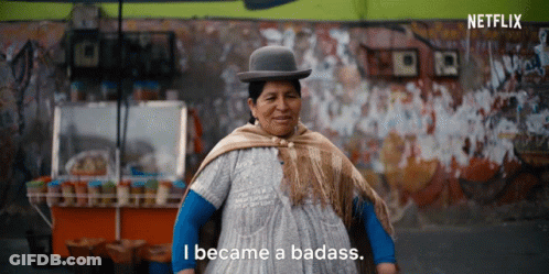 Woman Says I Became A Badass In Front Of Netflix Banner GIF