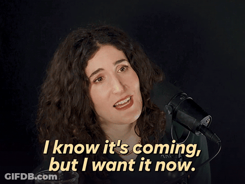 Woman Says I Know It's Coming But I Want It Now At Microphone GIF