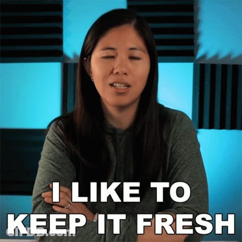 Woman Says I Like To Keep It Fresh Checkered Background GIF
