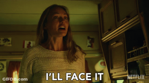 Woman Says I'll Face It In Front Of Netflix Logo GIF