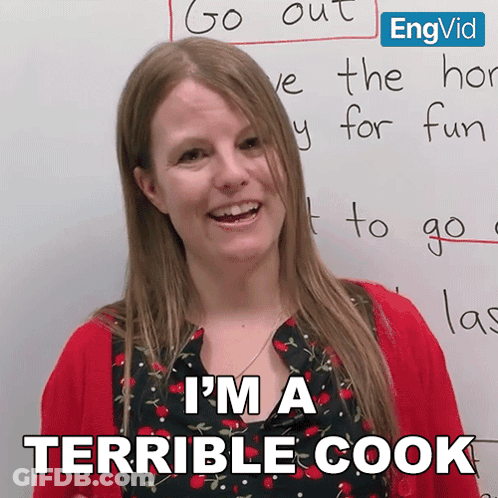 Woman Says I'm A Terrible Cook In Front Of Whiteboard GIF