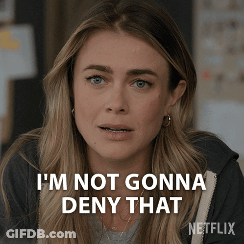 Woman Says I'm Not Gonna Deny That In Front Of Netflix Logo GIF