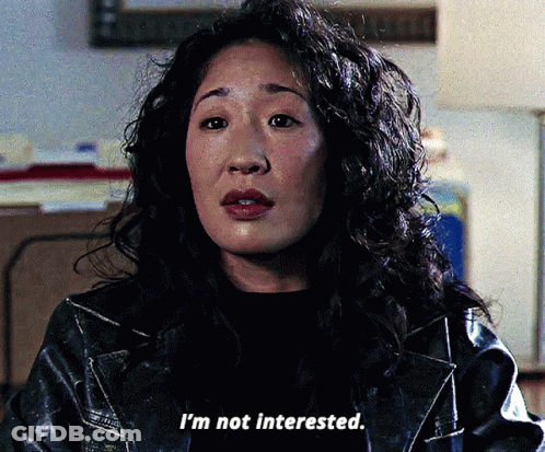 Woman Says I'm Not Interested While Wearing Black Jacket GIF