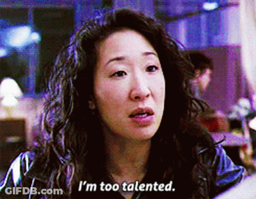 Woman Says I'm Too Talented In Front Of Purple Background GIF