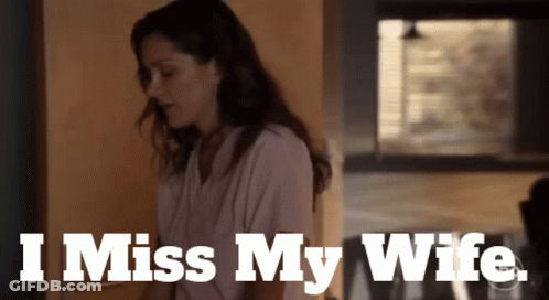 Woman Says I Miss My Wife In Front Of Door GIF