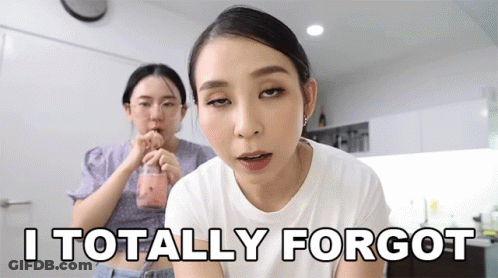 Woman Says I Totally Forgot Next To Woman Drinking GIF
