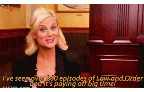 Woman Says I've Seen Over 200 Episodes Of Law And Order And It's Paying Off GIF
