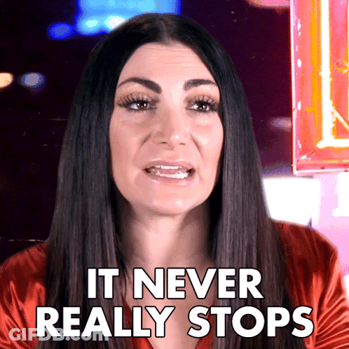 Woman Says It Never Really Stops Under Neon Lights GIF