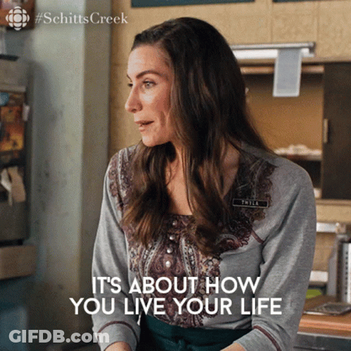 Woman Says It's About How You Live Your Life In Kitchen GIF