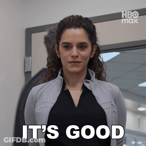 Woman Says It's Good Standing In Doorway GIF
