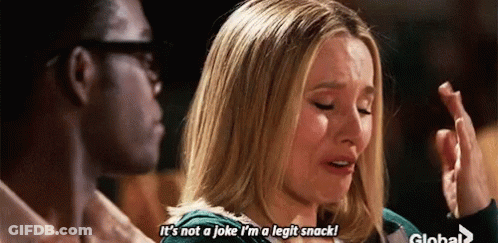 Woman Says It's Not A Joke I'm A Legit Snack In Front Of Man GIF