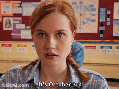 Woman Says It's October 3Rd In Classroom GIF