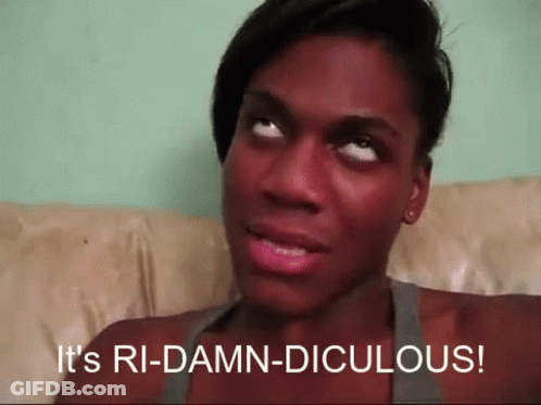 Woman Says It's Ri-Damn-Diculous On Couch GIF