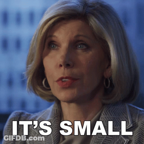 Woman Says It's Small In Front Of Building GIF