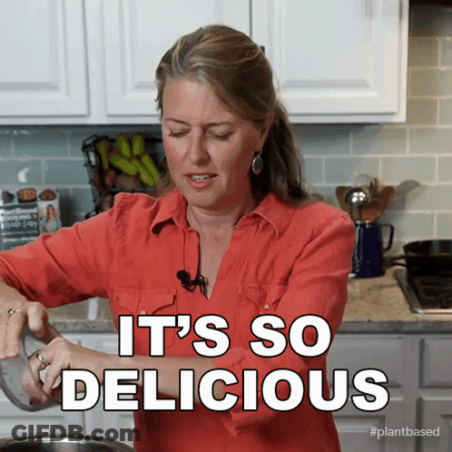 Woman Says It's So Delicious In Kitchen GIF