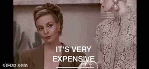 Woman Says It's Very Expensive In Black And White Photo GIF