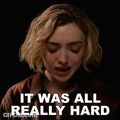 Woman Says It Was All Really Hard On Black Background GIF