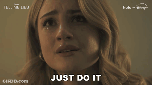 Woman Says Just Do It In Front Of Hulu Advertisement GIF