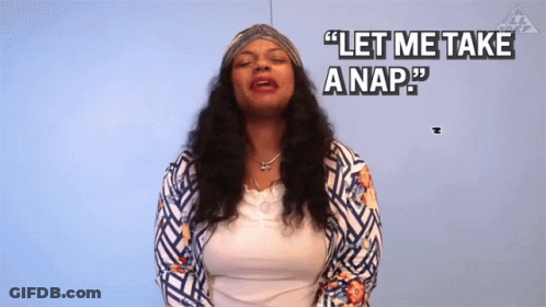 Woman Says Let Me Take A Nap Blue Wall GIF