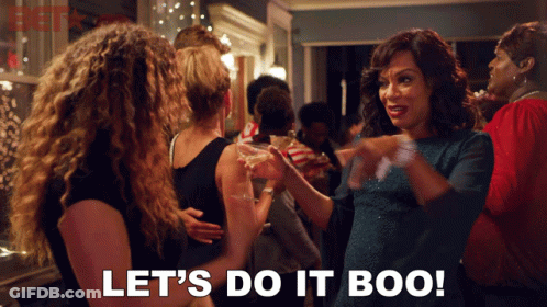 Woman Says Let's Do It Boo In Front Of Crowd GIF