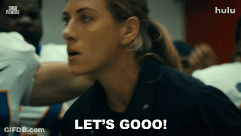 Woman Says Let's Gooo With Football Team GIF