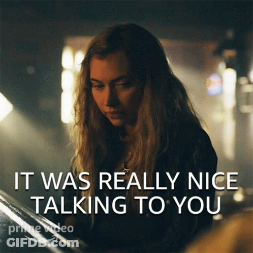 Woman Says Nice Talking To You Dark Room GIF