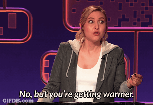 Woman Says No But You're Getting Warmer On Purple GIF