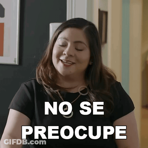 Woman Says No Se Preocupa In White Letters GIF