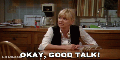 Woman Says Okay Good Talk Holding Cookies GIF