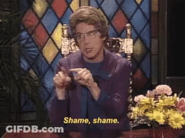 Woman Says Shame Shame Stained Glass GIF